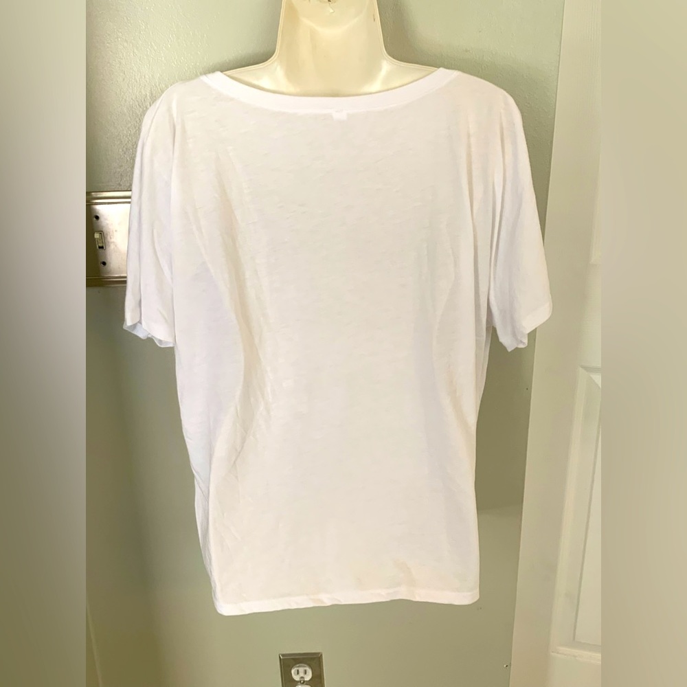 Alpha Xi Delta College Sorority Cropped V Tee T-shirt Top white blue Women’s L - Picture 2 of 3